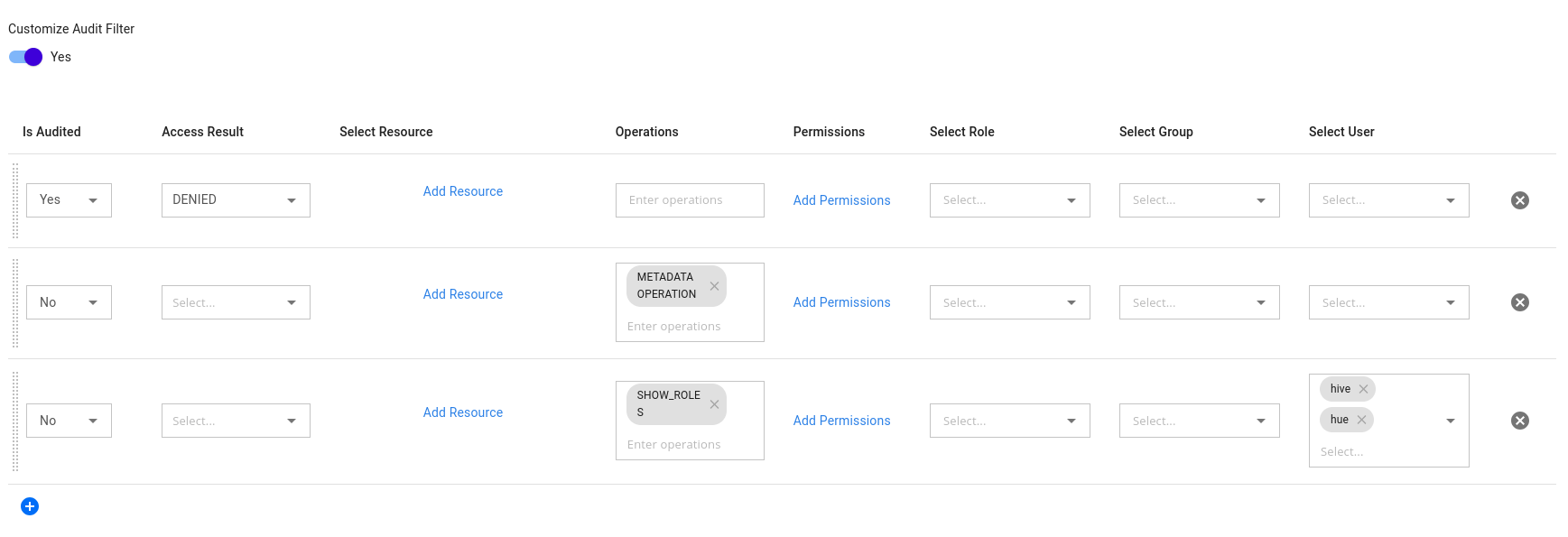 Privacera_hive Default Audit Filter