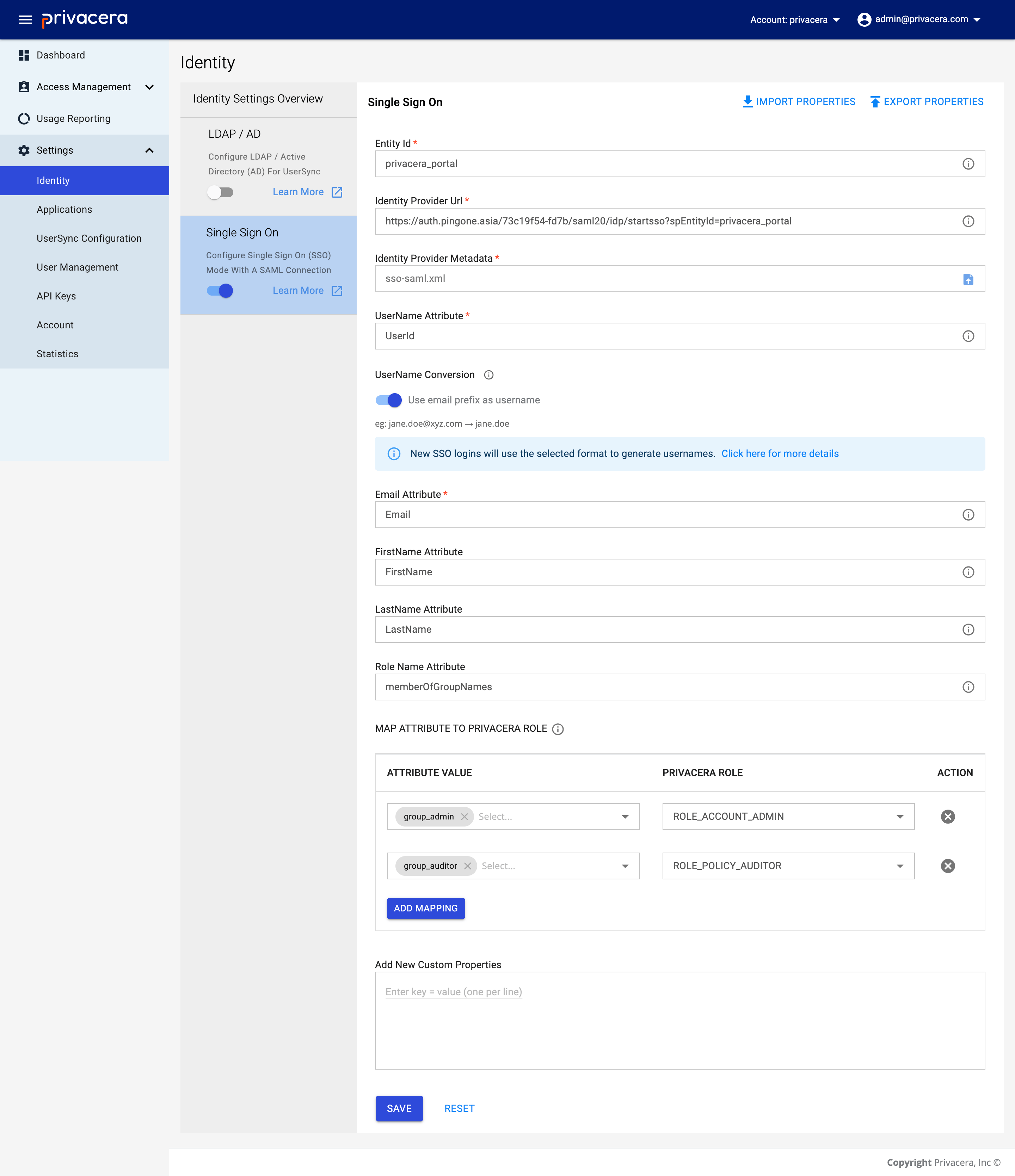 Ping Identity Application